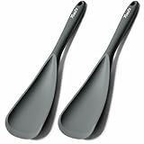 Silicone Spatula Spoon, Great for Both Cooking and Serving Durable BPA-Free Matte Black Silicone, Seamless Design, Safe for Nonstick Cooking Surfaces, 2-Pcs, Gray