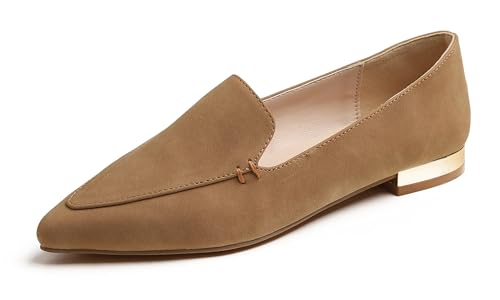 Image of FEVERSOLE Women's Loafer Flat Pointed Deco Low Heel Fashion Slip On Dress Driving Office Shoes