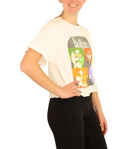 Junk Food Womens Crop Graphic T-Shirt, White, Medium - Les Beatles, Paul McCartney, John Lennon, RIngo Starr, George Harrison Junk Food Womens Crop Graphic T-Shirt, White, Medium – Image 3