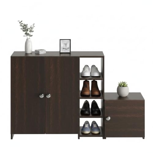 Image of FURNEASER Fusia Multipurpose Shoe Rack, Storage File Cabinet Organizer, Slipper Footwear Stand for 14-16 Pairs for Living Room Home DIY (Wenge)