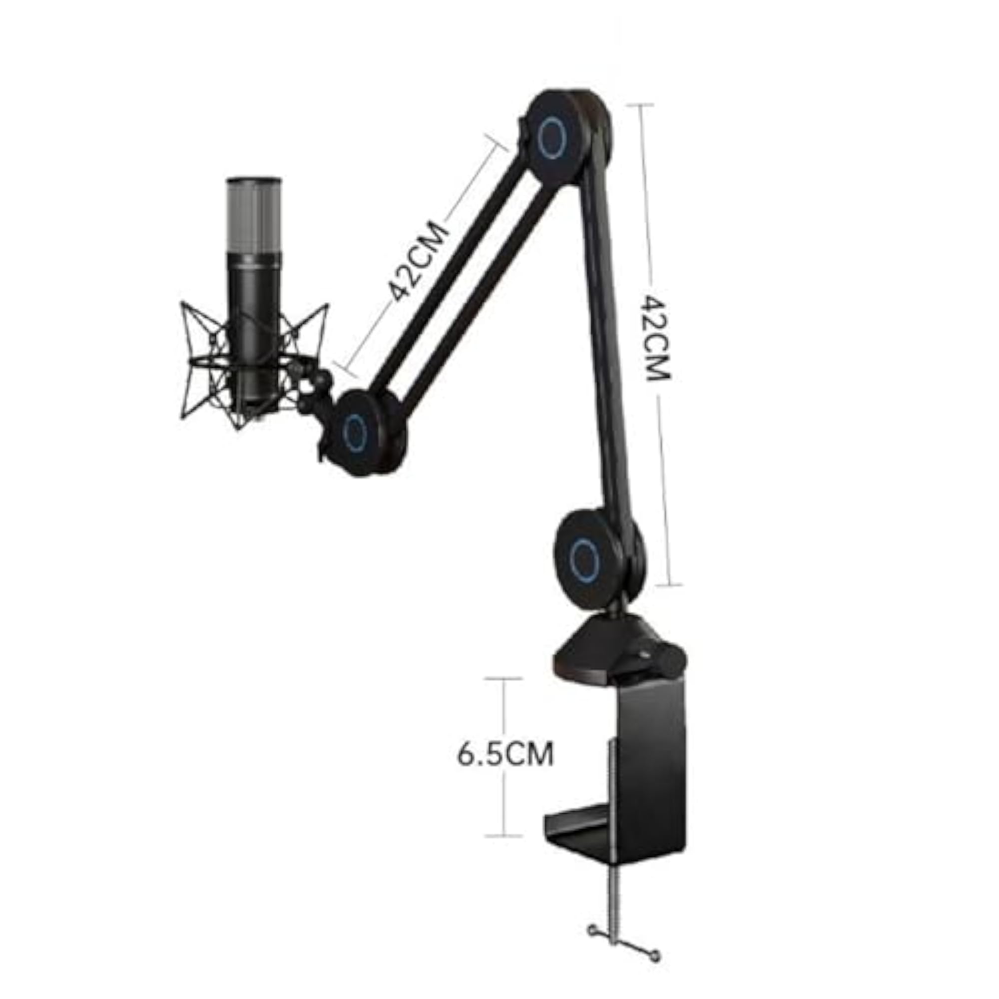 Broadcast Microphone Booming Arm Desktop Mount Clamp for Video Gaming