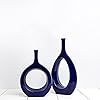 Samawi Blue Vase Set of 2 Ceramic V...