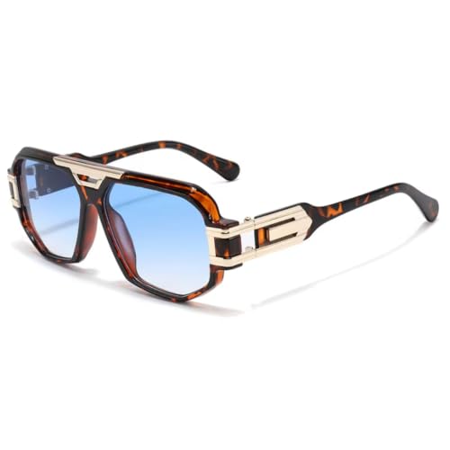 Lunettes de soleil carrées en métal pour hommes avec double lentille tendance et protection UV