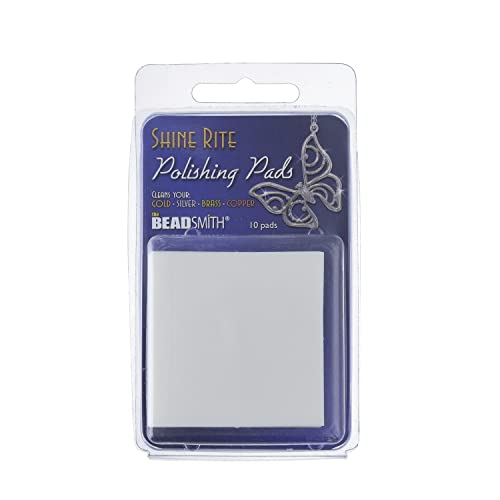 The Beadsmith Shine Rite Polishing Pads – 2-Inch Pre-treated Foam Squares with Micro Abrasives – Use to Brighten, Polish and Remove Tarnish Jewelry Components – Pack of 10