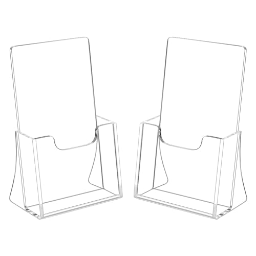 HIIMIEI 2 Pack 4 inch Wide Acrylic Brochure Holders for Pamphlets, Cards, Brochures, Magazines, Literature, Pamphlets Display Stand for Countertop