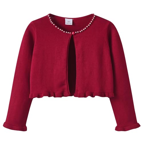 Girls Bolero Knitted Cardigan Kids Long Sleeve Solid Color Knit Sweater Dress Cover Up for Birthday Wedding Party