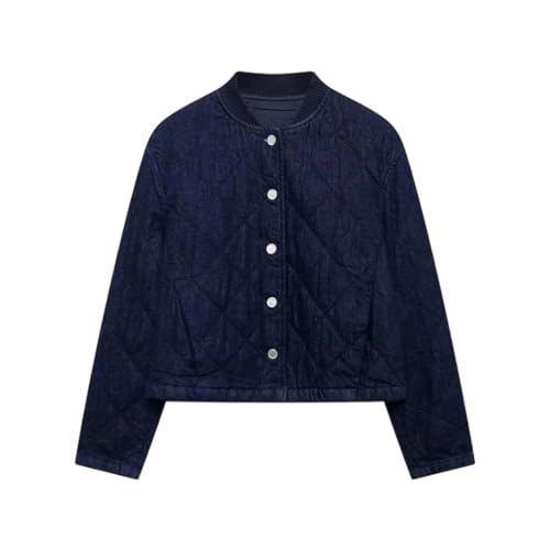 Fnfmrfmr Women’s Cozy Navy Blue Denim Jacket - Perfect for Any Occasion!