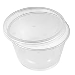 50 x 16oz Microwave-Safe Round Clear Plastic Takeaway Food Containers with Lids - Hot Cold Foods - Catering Plastic BPA Free - 120mm (D) X 60mm (H)