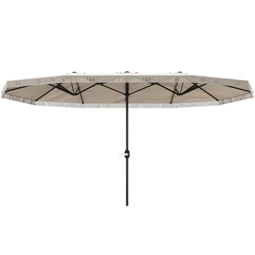 Outsunny Sombrilla Doble 4,5x2,65 m para Terraza Exterior con Manivela Manual, Resistente al Agua y Protección UV30+ para Playa Piscina, Crema