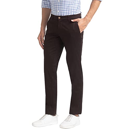 Image of Parx Men's Cotton Blend Solid Pattern Low Rise Tapered Fit Flat Front Casual Trouser