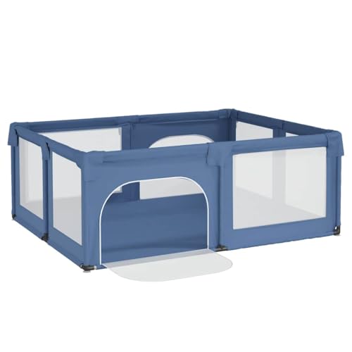 Parc pour bébé bleu clair en tissu Oxford avec 2 portes intégrées - 6