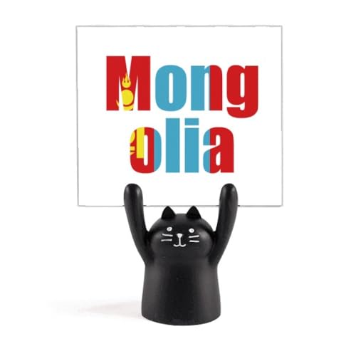 Porte-mémo chat noir drapeau de la Mongolie idéal pour décorer un bureau d'étudiant