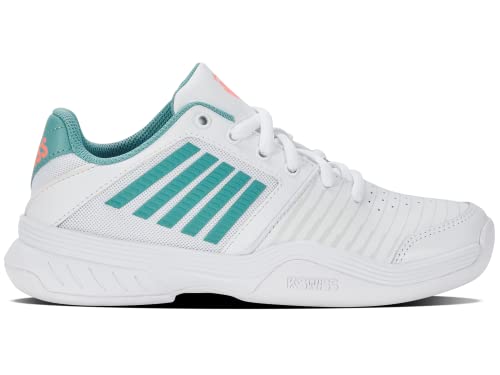 Foto von K-Swiss Performance Court Express Carpet Tennis Shoe, White/Nile Blue/Desert Flower, 36 EU