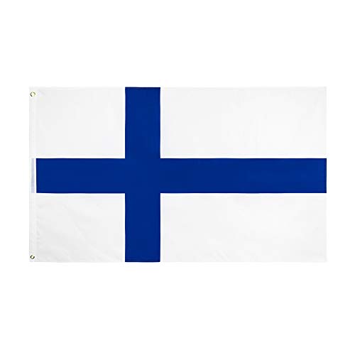 ANJOR Finland Flag 3x5 Foot Finnish National Flags Polyester with Brass Grommets 3 X 5 Ft