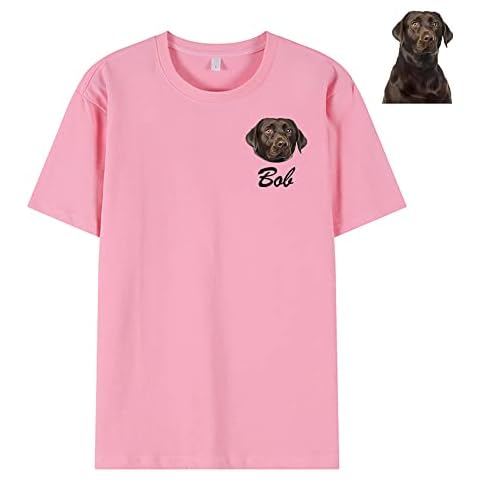 Customized Pet Short Sleeves Personalized Pet Photo Names Customized Cat and Dog Shirts for Humans Round Neck Cotton T-Shirt Cover
