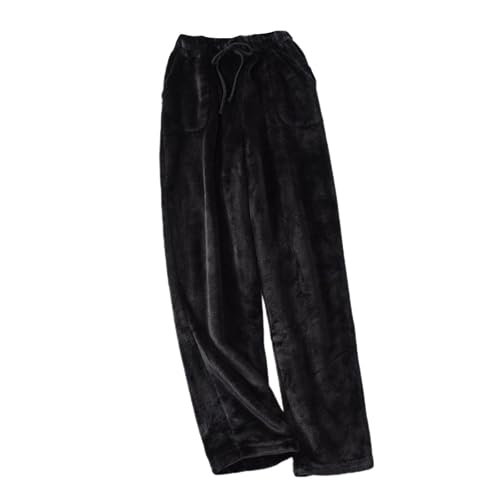Men's Warm Lounge Pants Plush Pajama Pants Comfy Winter Thick Fuzzy Fleece Elastic Waist Casual Pants w/Pockets