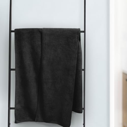 Image of Sassoon Venir Microfiber 1 Piece Men Bath Towel 450 GSM (80x160cm, Black Color) Ultra Soft Material, Towel for Daily use