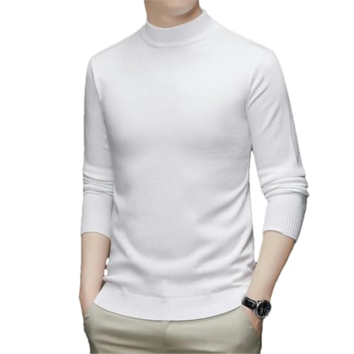 Men's High Neck Long Sleeved Solid Color Sweater Soft Warm and Comfortable Men's Sweater