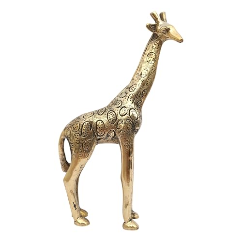 BRONGS Brass Giraffe Statue | Height - 23 cm Aprrox | Weight - 950 Gram Approx | Vastu Idol for Home and Office | Zonal Placement -West/WNW | Giraffe Showpieces for Home Decor