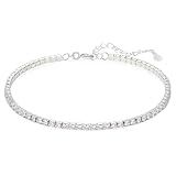 Bracciale Tennis Donna con Pietre di Zirconia Cubica Idea regalo Compleanno per lei Finitura in Oro Bianco Argento 925 Natale - Cofanetto con DEDICA incluso. (Bracciale Donna - Tennis Bianco)