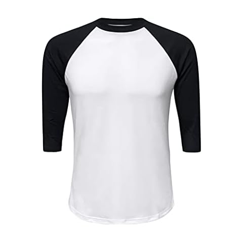 ILTEX Baseball Raglan T-Shirt 3/4 Sleeve | Athletic Outdoor Gym Hiking Sports Casual Tee | Polyester and Spandex (White/Black, Small) Cover