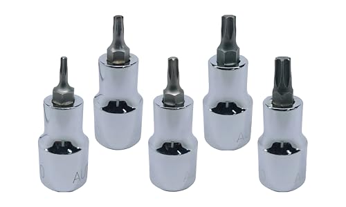 T-10+T-15+T-25+T-30+T-40, Torx Bit Socket, Hardened and Tempered, CRV Steel