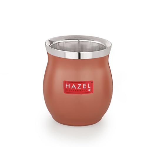 Image of HAZEL Double Wall Stainless Steel Kullad Glass | Matt Brown Finish Tea & Coffee Cup | 150 ML