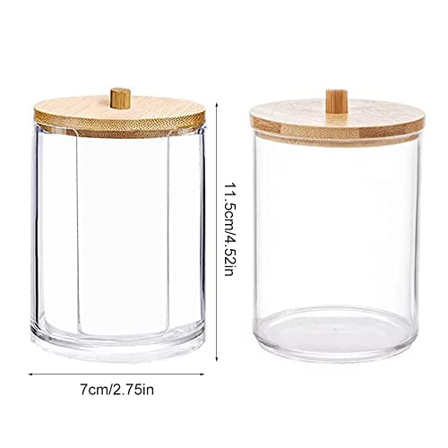 Hwtcjx 2 Stück Wattestäbchen Halter, Wattepad-Halter, Wattepads Aufbewahrung, Wattestäbchen Behälter mit Holzbezug, Wattepadspender, für Wohnzimmer, Schlafzimmer, Badezimmer (B) 2