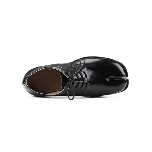 Dress Shoes for Men Stylish Black Leather Oxfords for Young Men Lace-up Split-Toe Daily Wear Shoes2