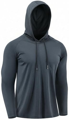 X-thud Moletom masculino com capuz de secagem rápida de manga comprida para treino e academia, Cinza T, XGG