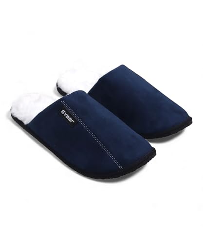 Image of SVAAR Men's Warm Winter Slippers, Cozy Fur Flip Flop Slip-On House Shoes, Indoor Bedroom Slides & Closed-Toe Home Clogs Sandals