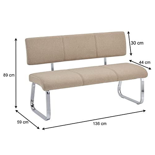 Banquette Vilas 3 places beige métal chromé IDIMEX