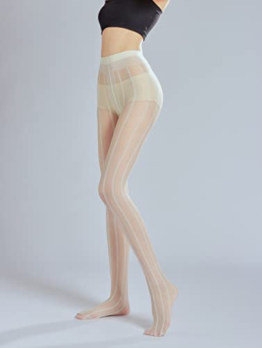 Image of Sahabowi Women Sheer Tights, High Waist Pantyhose, Vintage Control Top Stockings(Patterns Colourful), Pantyhose5