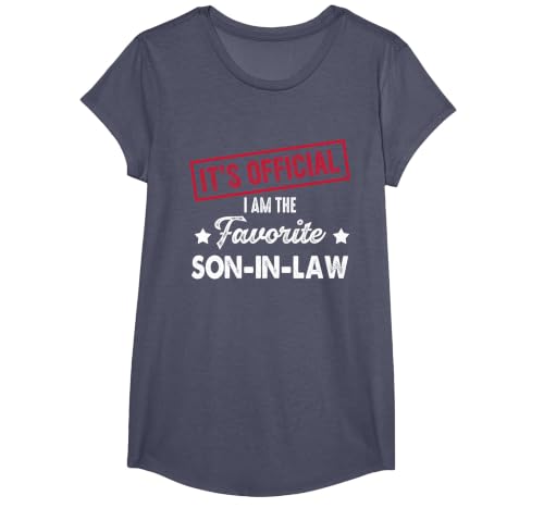 It's Official I'm The Favorite Son-in-Law T-Shirt, Girls, Heather Blue, Small
