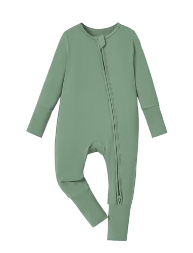 Image of PATPAT Baby Pajama with Bamboo Viscose, Footie Jumpsuit Romper with 2-Way Zipper for Baby Boy Girl Toddler Sleeper Sleepwear