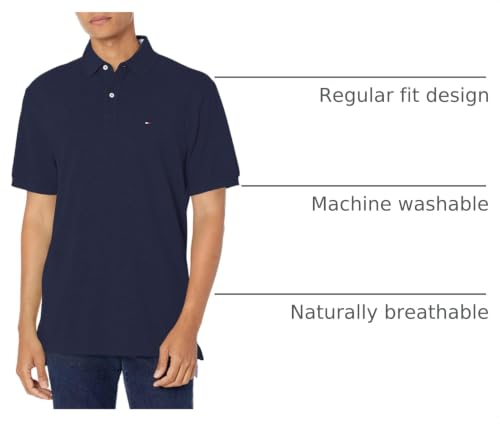 Image of Tommy Hilfiger Mens Short Sleeve Cotton Pique Polo Shirt in Regular Fit