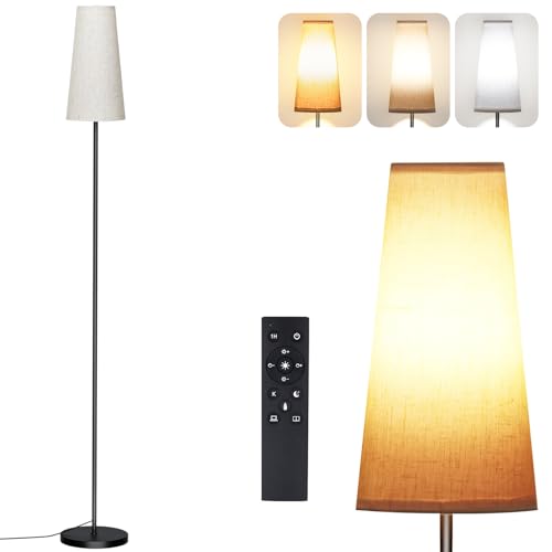 LED Floor Lamp with Lampshade, 67" Modern Reading Standing Lamps with Remote Control, 3 Color Temperature, Brightness Levels, Standard Tall Lamps for Living Room, Bedroom, Office(9W Bulb Included)