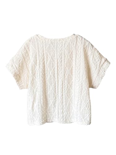 Verdusa Girl's 3D Floral Textured T Shirts Summer Going Out Tops2