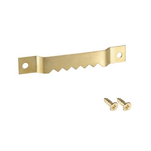 Image of uxcell Picture Hangers, 2 3 /5 Inch Double Hole with Screws for Frame Hanging, 30 Pcs (Golden)