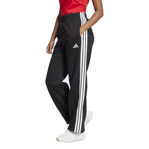 adidas Womens Essentials 3-Stripes Open-Hem Fleece Joggers Casual - Black - Size L - image 2