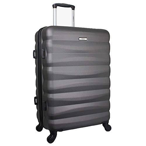 Mala de Bordo Pequena para Viagem em ABS Yins 21089 Cadeado Integrado Rodas Giro 360° Cinza