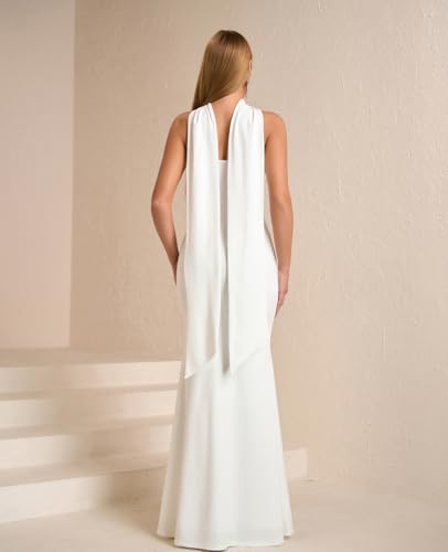 Image of Auraxe 2026 Women's Bodycon Formal Maxi Dresses Elegant Tube Summer Wedding Guest Cocktail Party Dress with Scarf