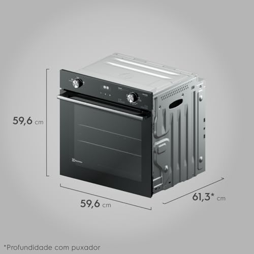 Forno de Embutir Electrolux a Gás 80L Efficient com PerfectCook360 Preto OE8GH 220v glide