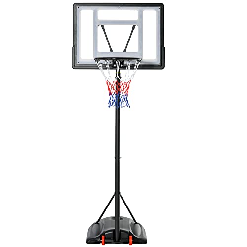 Soozier Basketball Hoop System Stand with Height Adjustable 5.5FT-7.5FT, Portable Wheels, Upgraded Base for Youth Indoor Outdoor Use