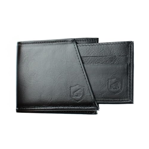 Gshield Carteira Masculina em Couro 100% Animal com Porta Cartão Removível e 6 Compartimentos + Espaço para Notas, 3 anos de Garantia, Dinamic Preta