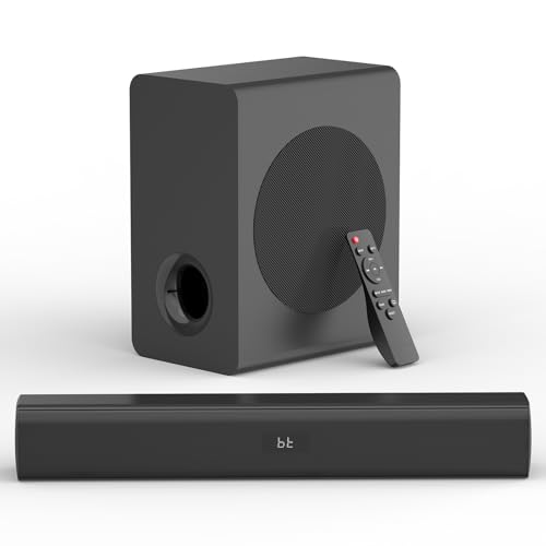 TV Surrounds Sound Bar Subwoofer, Home Theater Surround Sounds Bar, Sound Bars Bluetooth Surround Speakers 50W 2.1ch HDMI AUX OPT Home Audio Surrounds Sounds System TV PC Game Music/Movie/News, Black