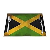 Manteles individuales tejidos con la bandera de Jamaica antigua, 1 unidad, para mesa de comedor, cocina, hotel, banquete, decoración del hogar