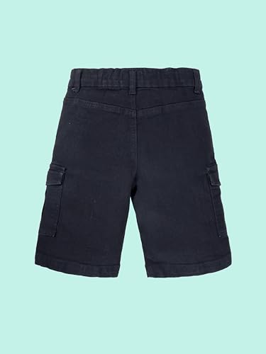 Image of KiddoPanti Boys Knee Length Cargo Denim Shorts with Flap Pockets & Button Closure Casual Wear