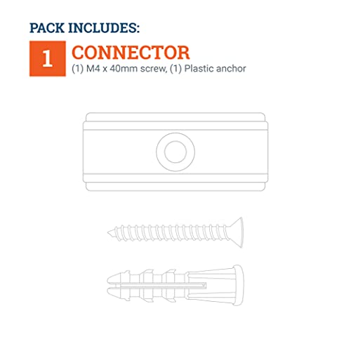 Image of TR100 Wall Track Connector - Connection Hardware for TR100 Wall Track Picture Hanging System - 1 Pack