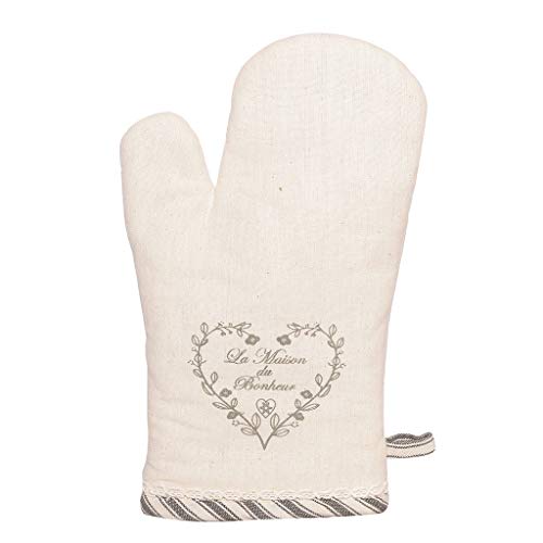 Dibor Heat Resistant Oven Mitt Beige Love Heart Single Oven Glove